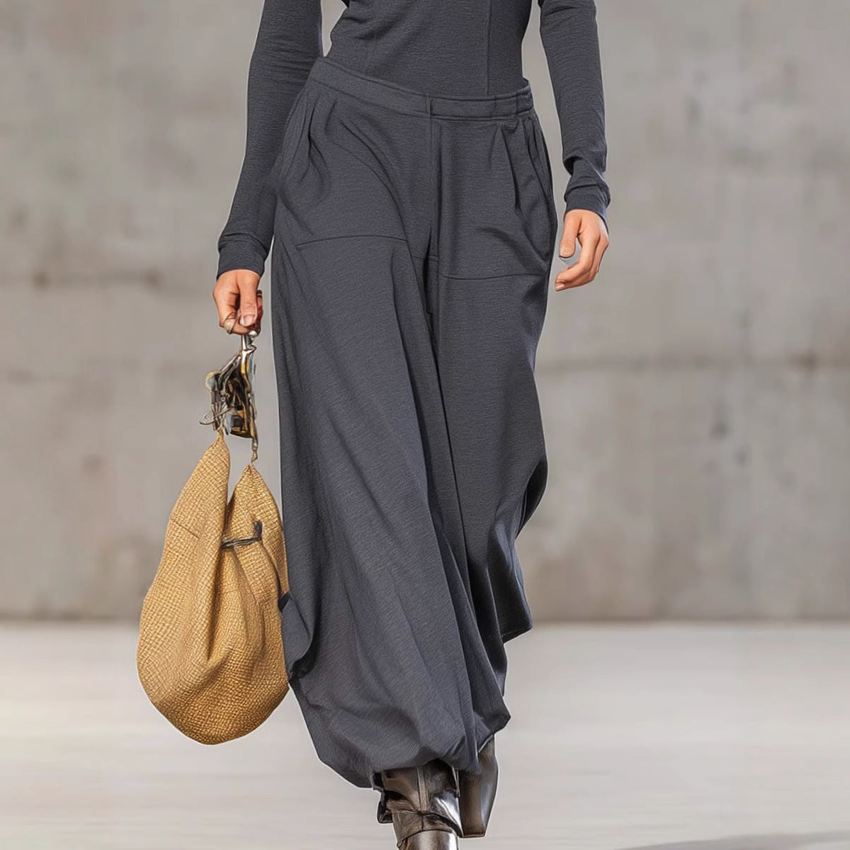 Ensemble moderne avec top assorti et pantalon ample à poches