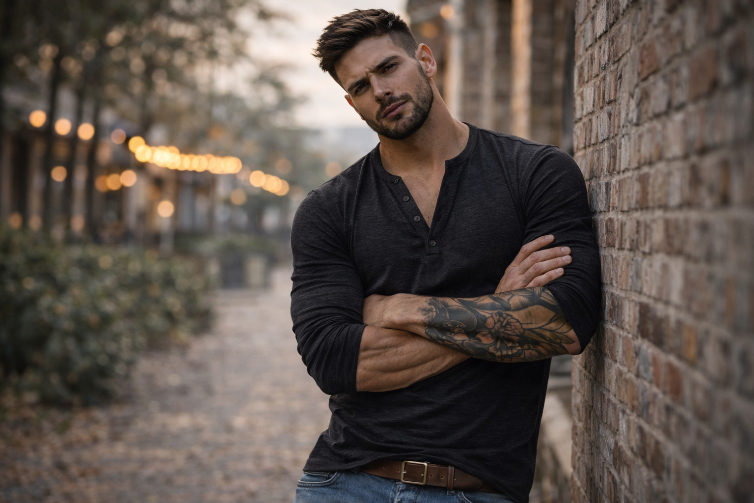 T-shirt homme à manches longues en mélange coton et fibre de bambou.