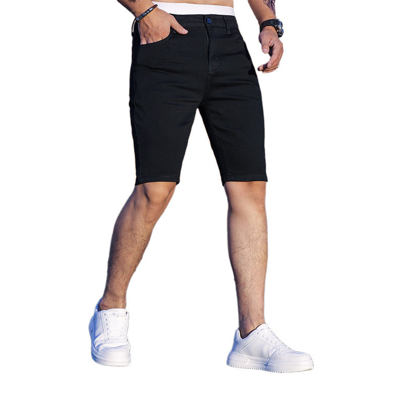 Short en jean moulant stretch tricolore pour homme