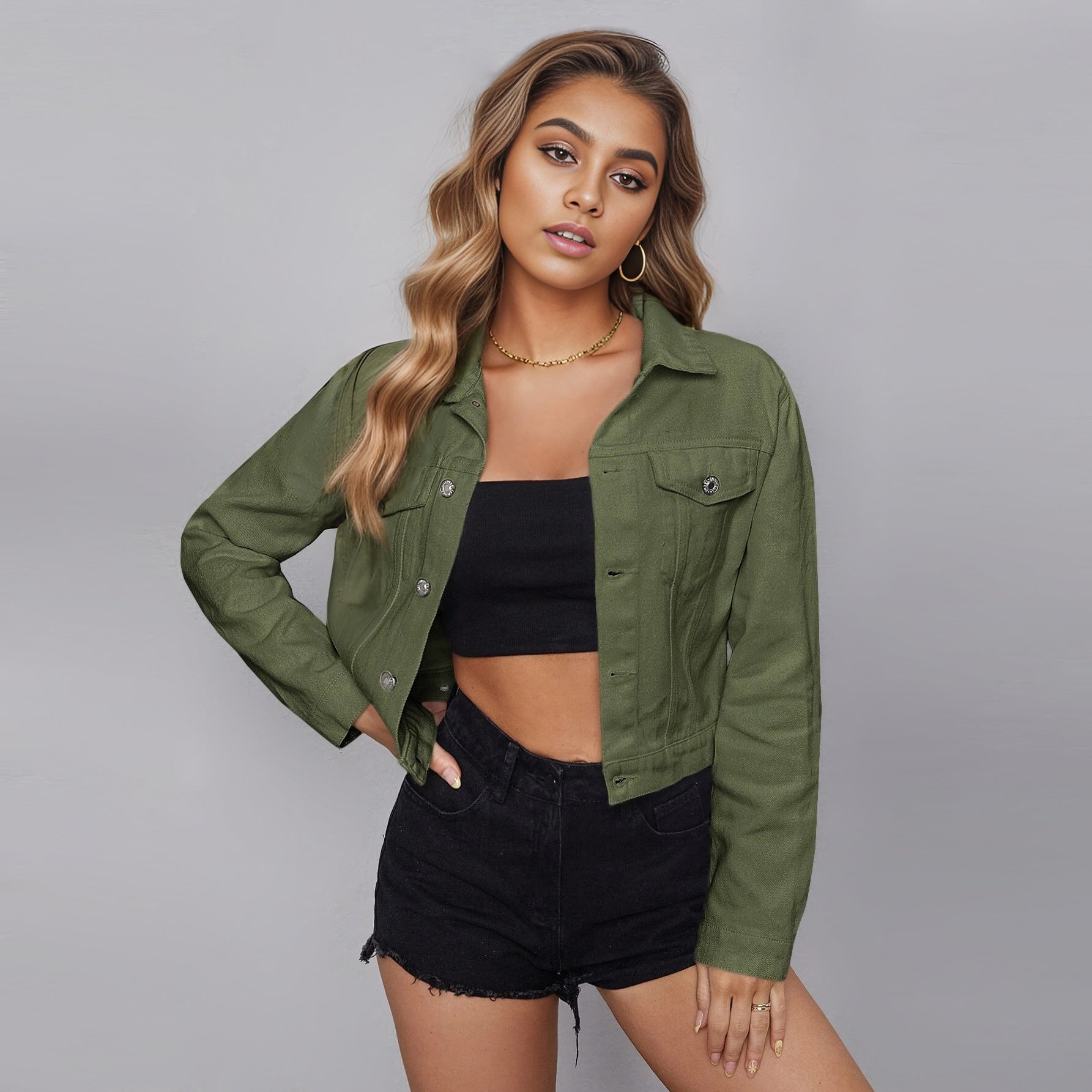Nouveau Haut en jean manteau court femme