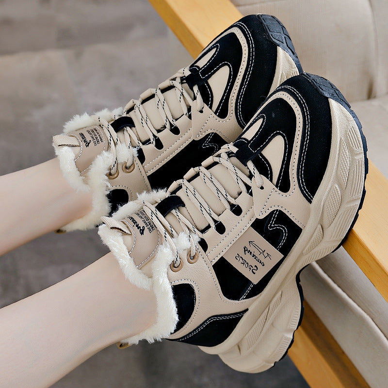 Baskets d'hiver pour femmes avec doublure en polaire thermique