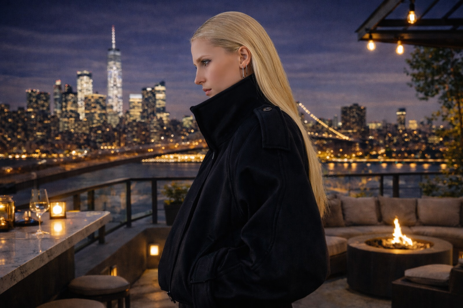 Blouson court en laine pour femme, fermeture zippée