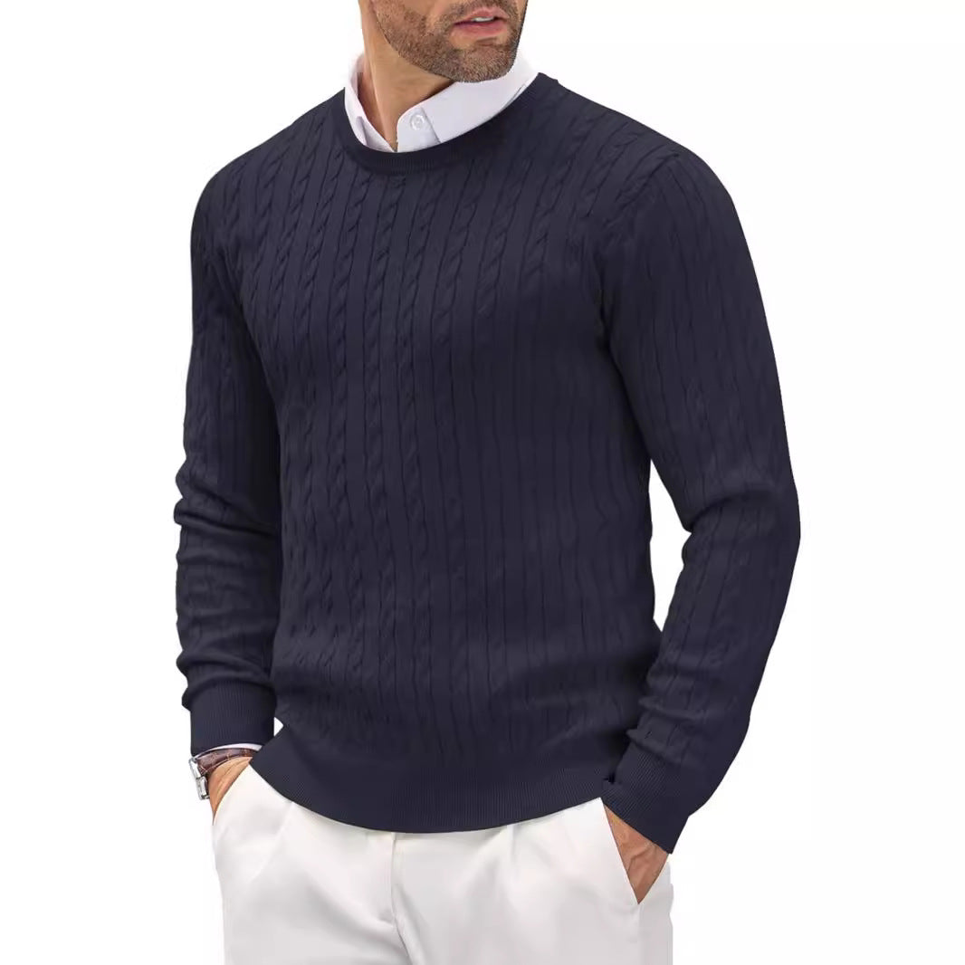Pull en maille col rond, fleur torsadée – slim fit