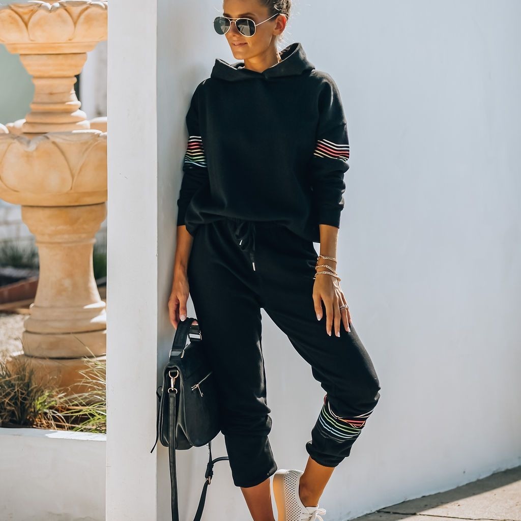 Ensemble décontracté d'Automne à Capuche avec Color Block