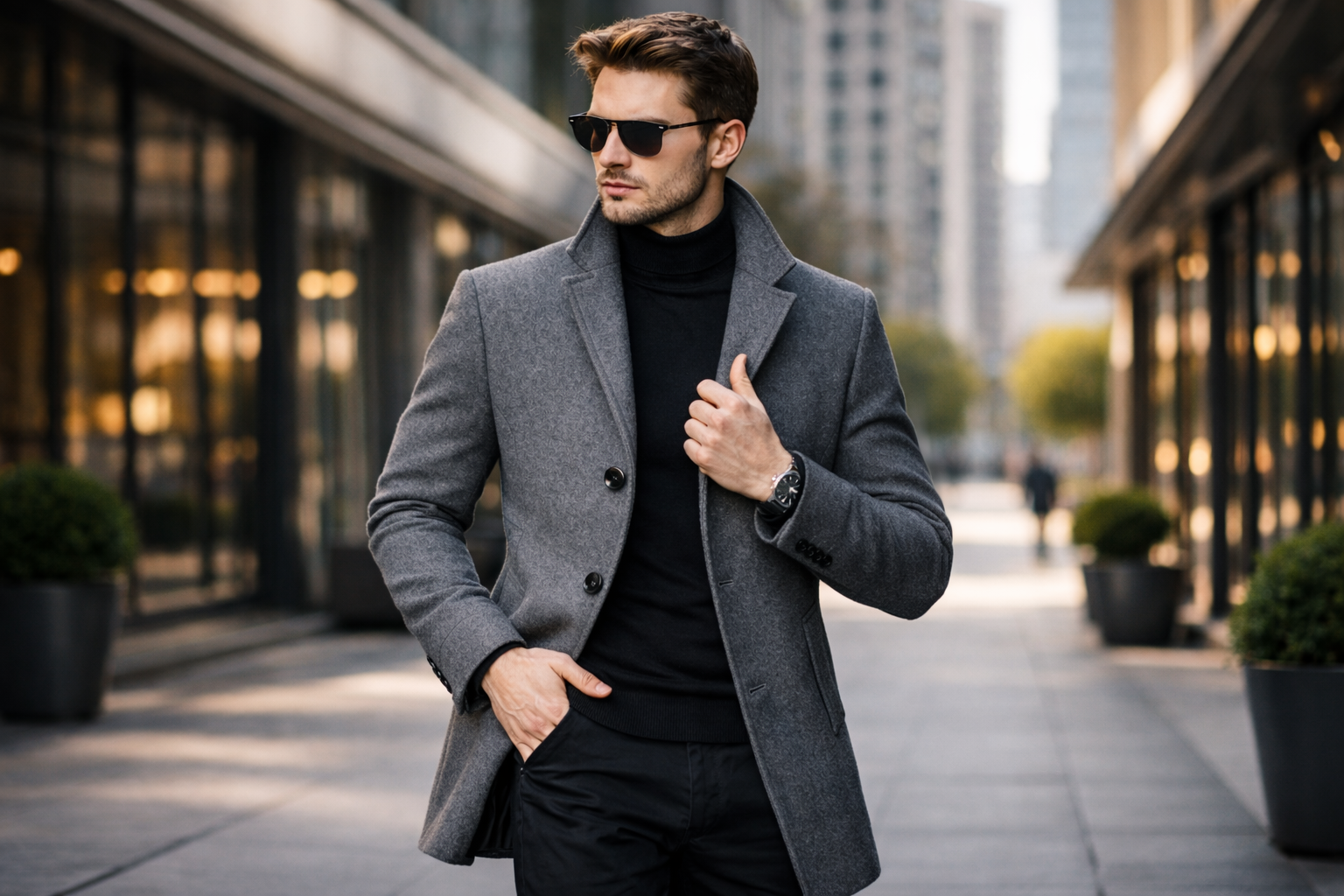 Manteau long en laine pour homme – Style décontracté – Automne/Hiver
