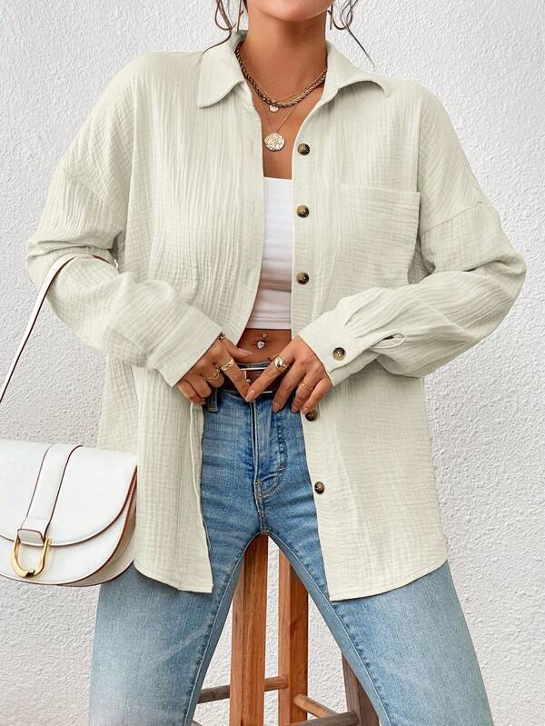 Chemisier d'automne à épaules tombantes pour femmes