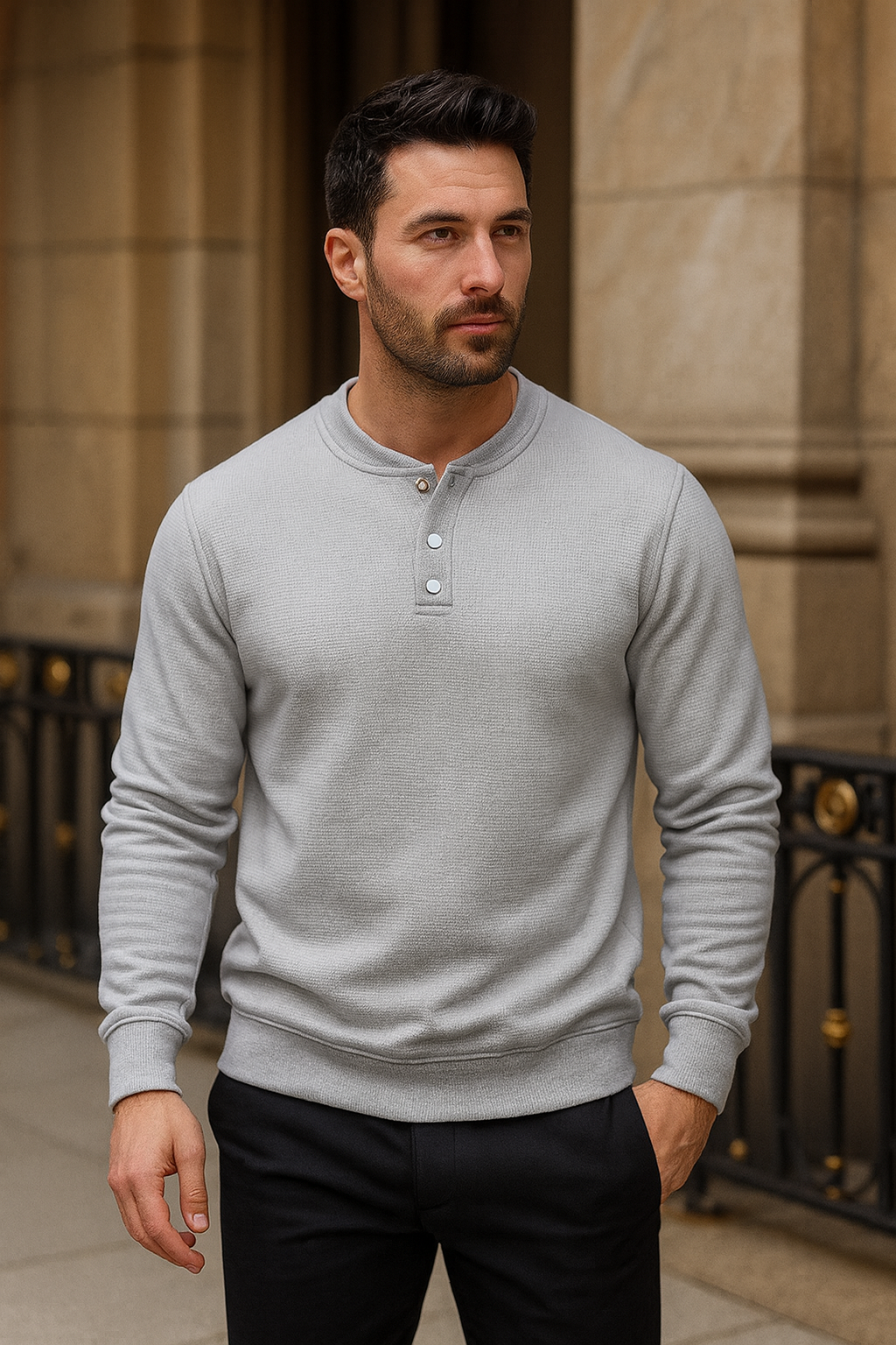 Sweat homme col rond, intérieur polaire ultra-confort