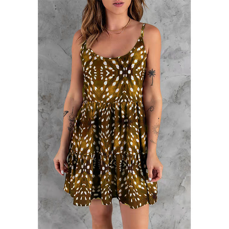 Robe à bretelles bohème imprimée