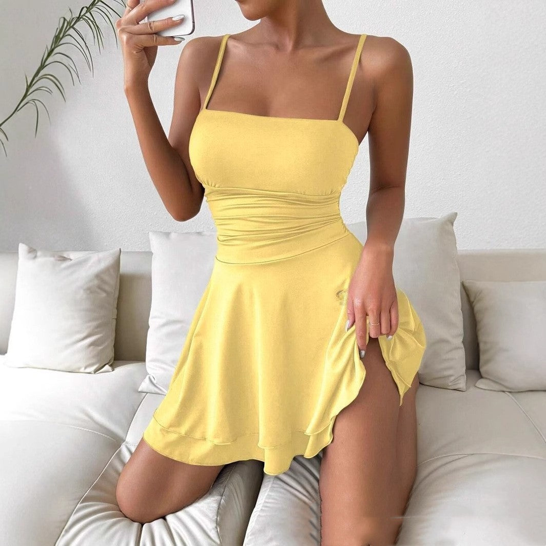 Robe courte d'été slim dos nu pour femme