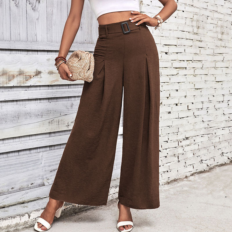Pantalon décontracté taille haute à jambes larges