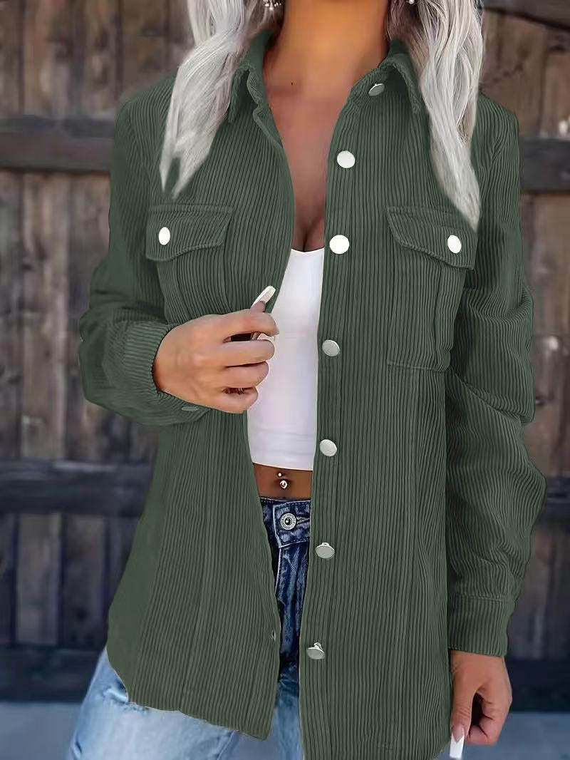 Veste Décontractée Femme en Velours Côtelé – Élégance et Simplicité