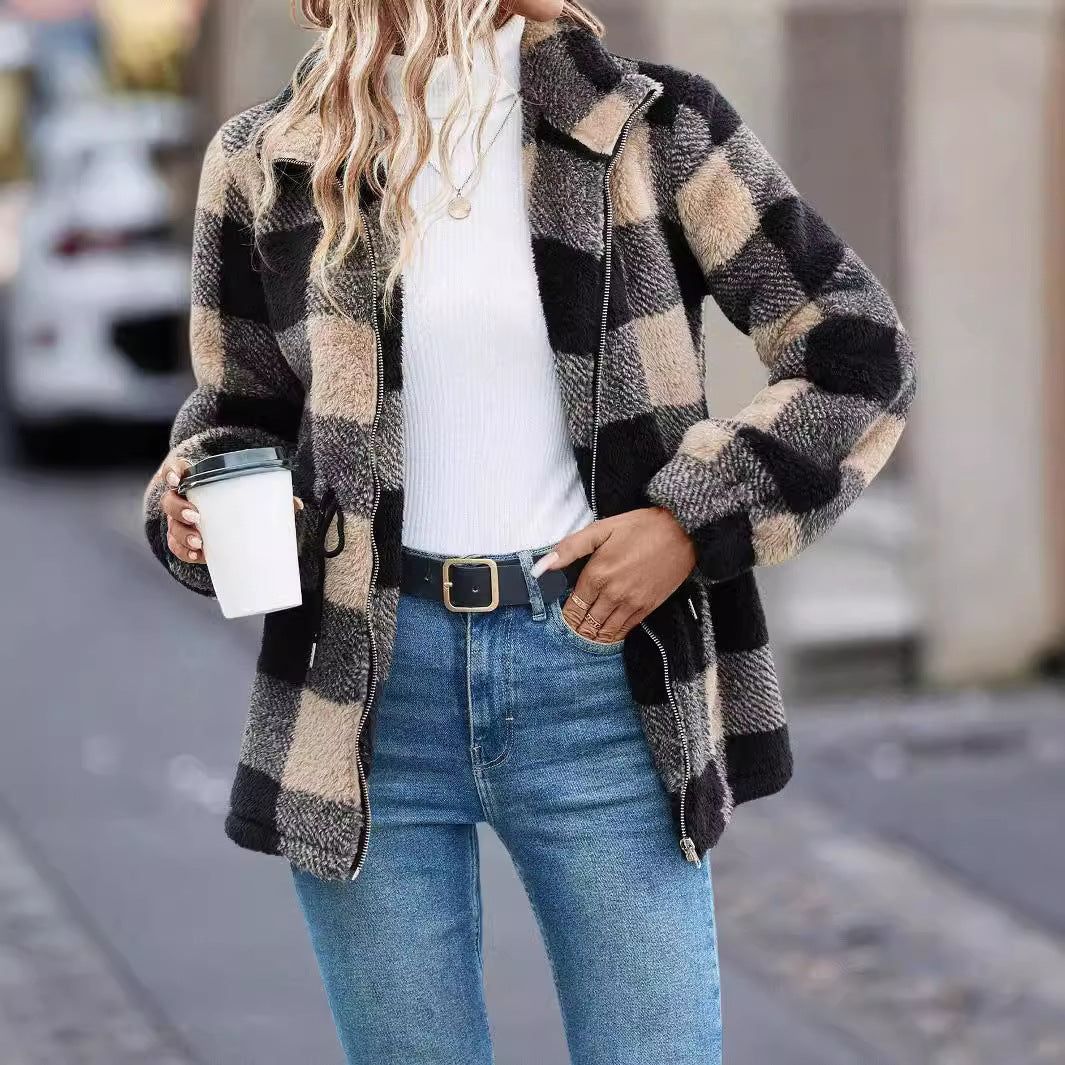 Veste en peluche pour femmes européennes et américaines