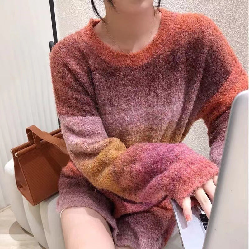 Pull arc-en-ciel doux pour femme