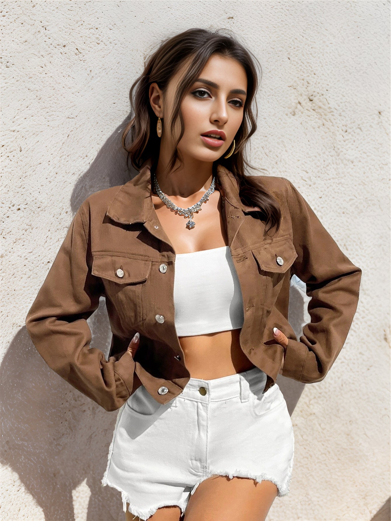 Nouveau Haut en jean manteau court femme