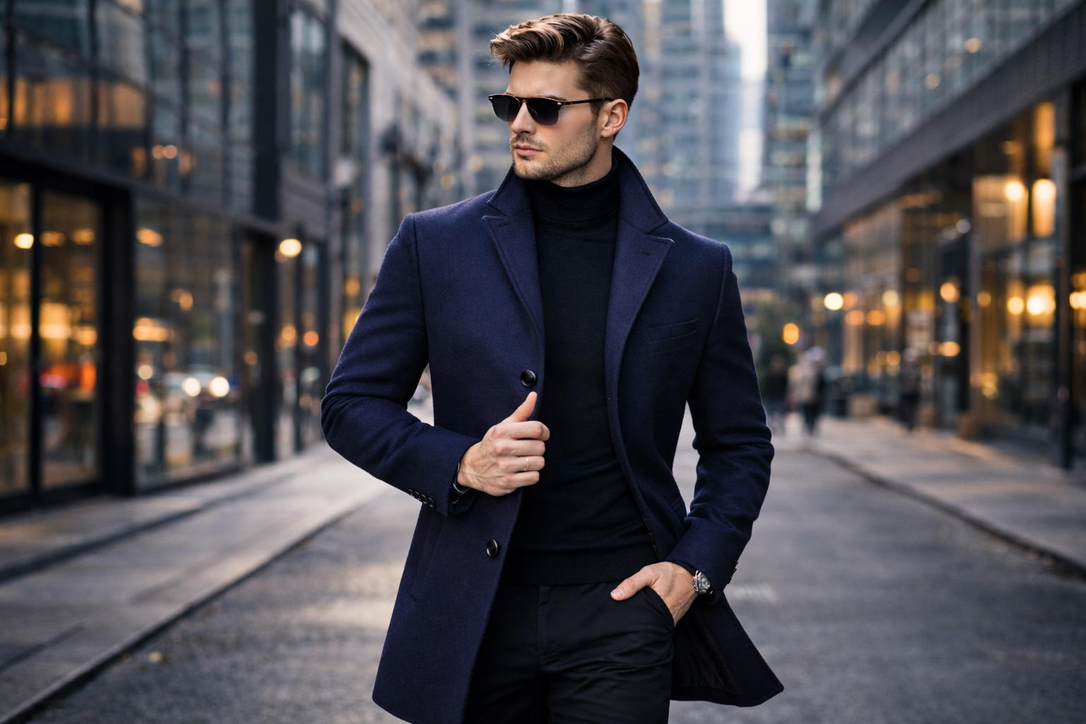 Manteau long en laine pour homme – Style décontracté – Automne/Hiver