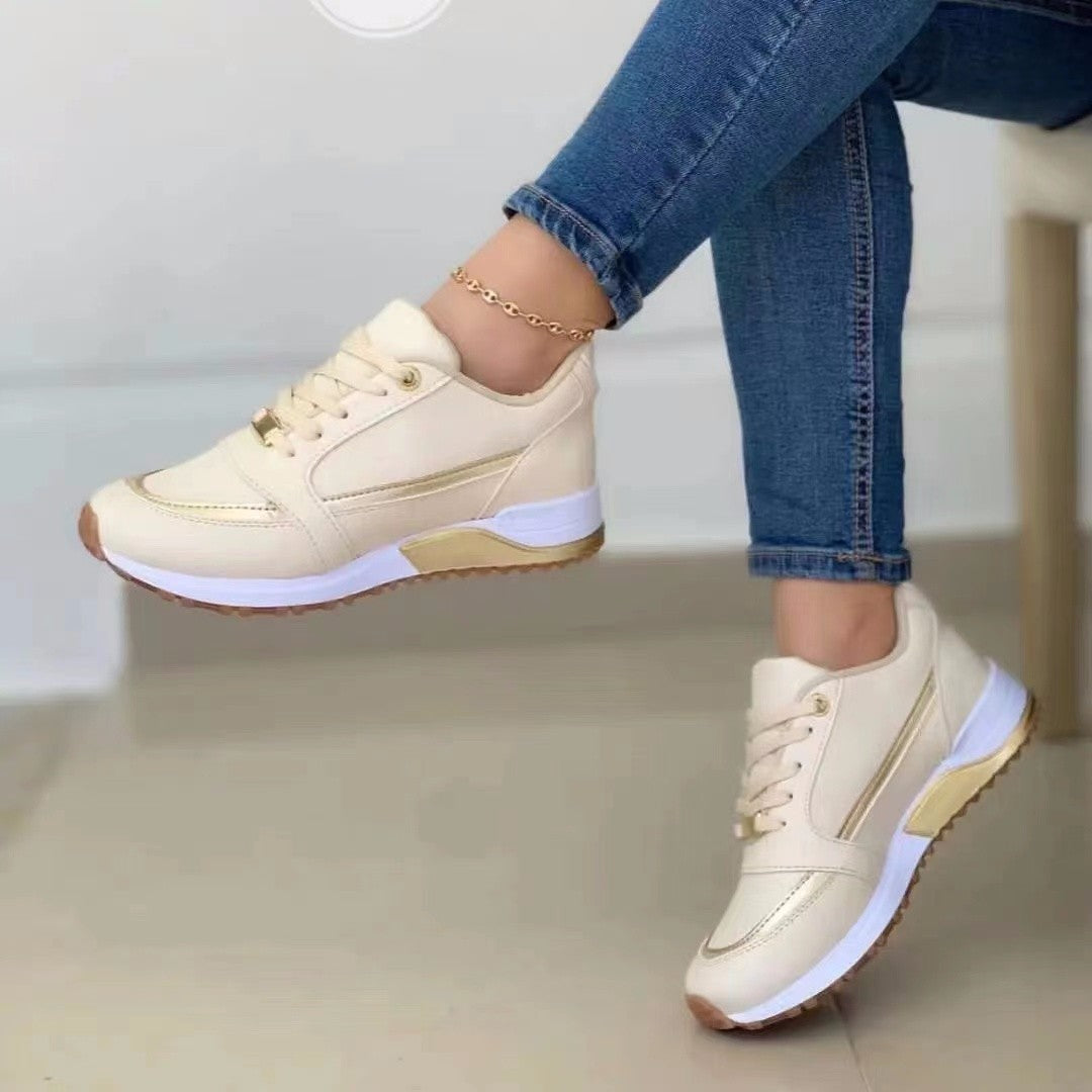 Chaussures à lacets décontractées femmes baskets de marche de sport à bout rond peu profond