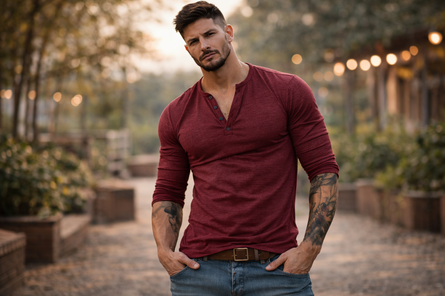 T-shirt homme à manches longues en mélange coton et fibre de bambou.