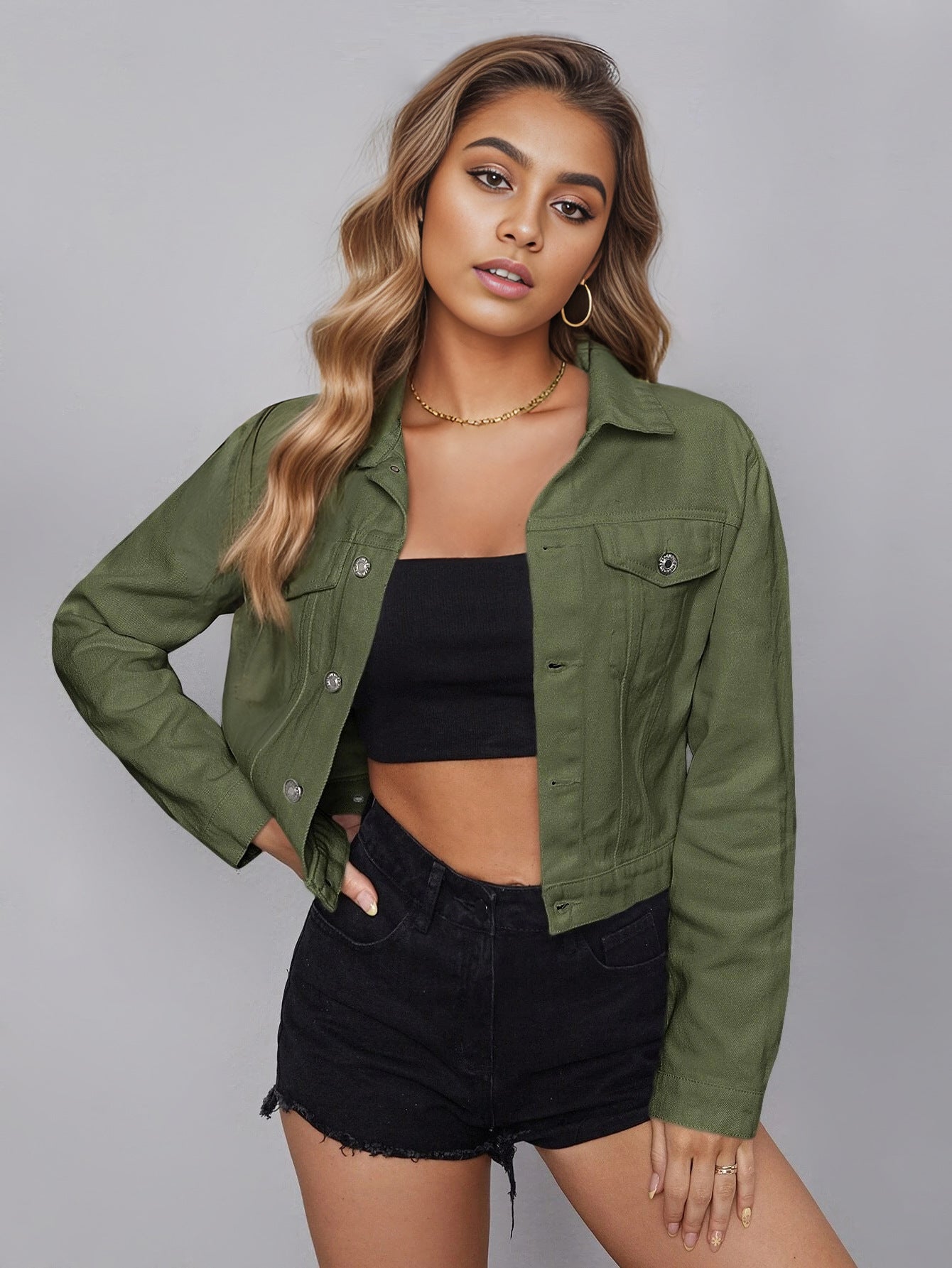 Nouveau Haut en jean manteau court femme