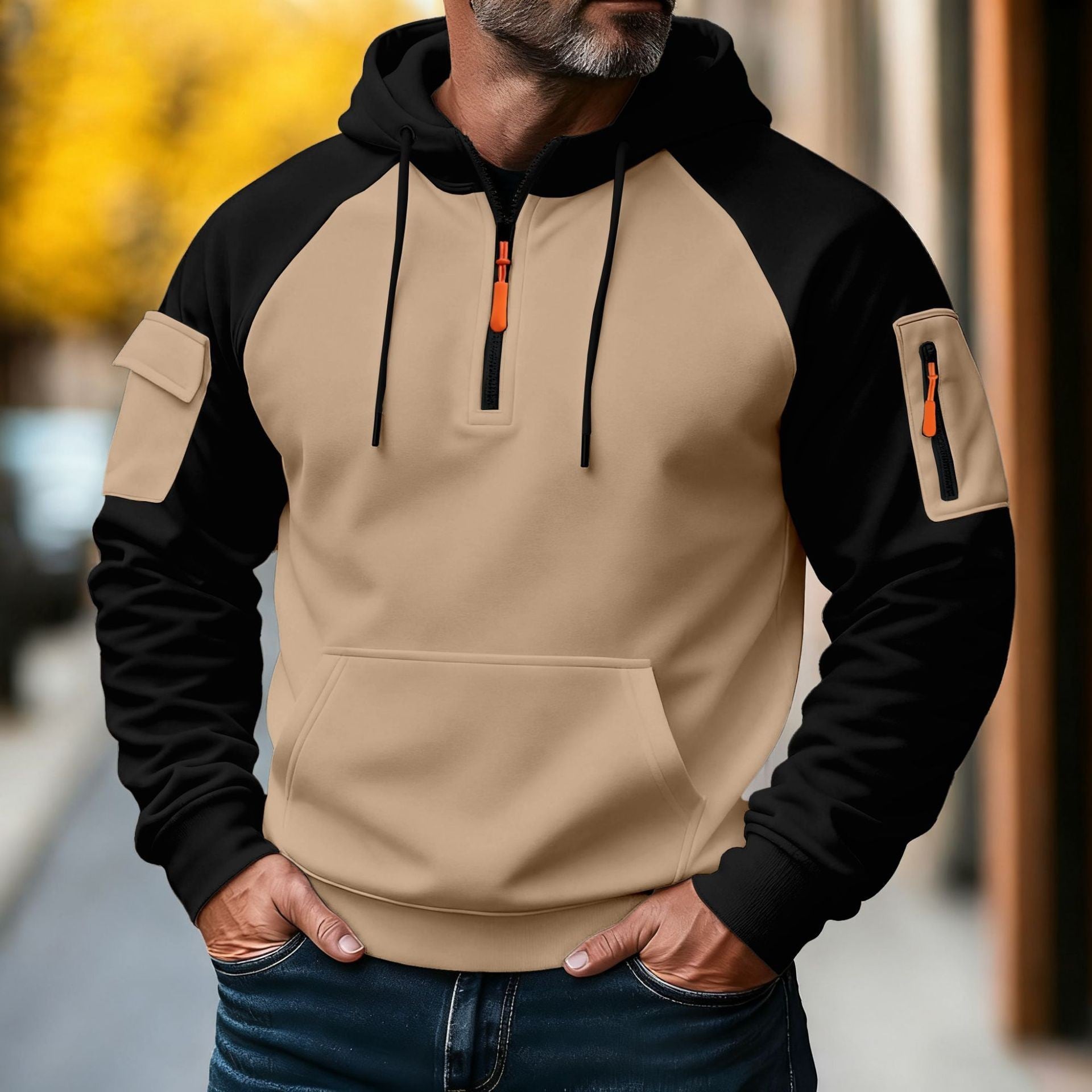 Sweat à capuche décontracté avec fermeture éclair décorative – style sport et urbain
