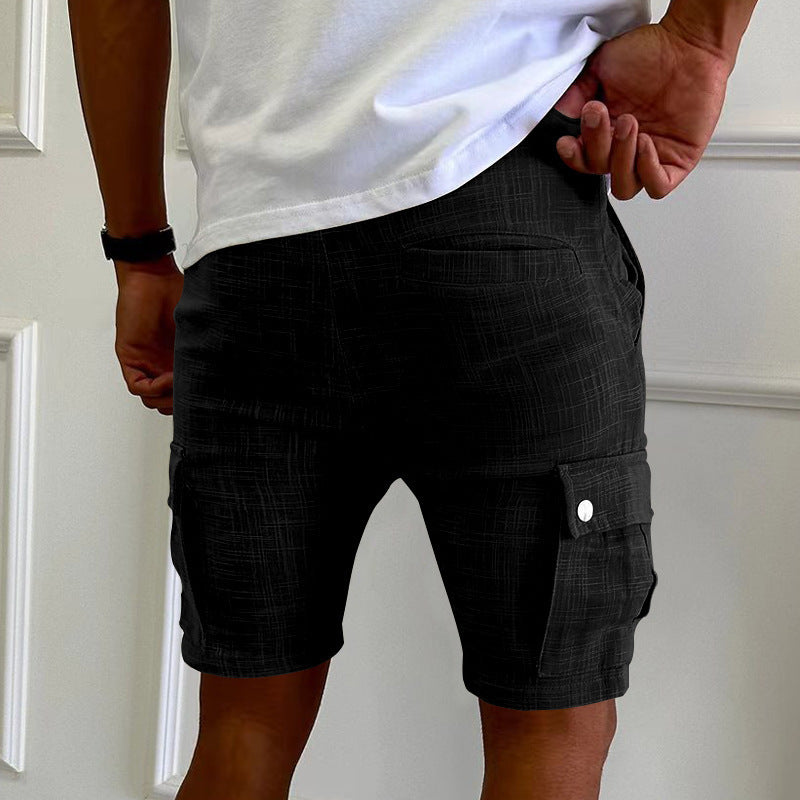 Short multi-poches pour hommes, en coton, ample à jambes droites