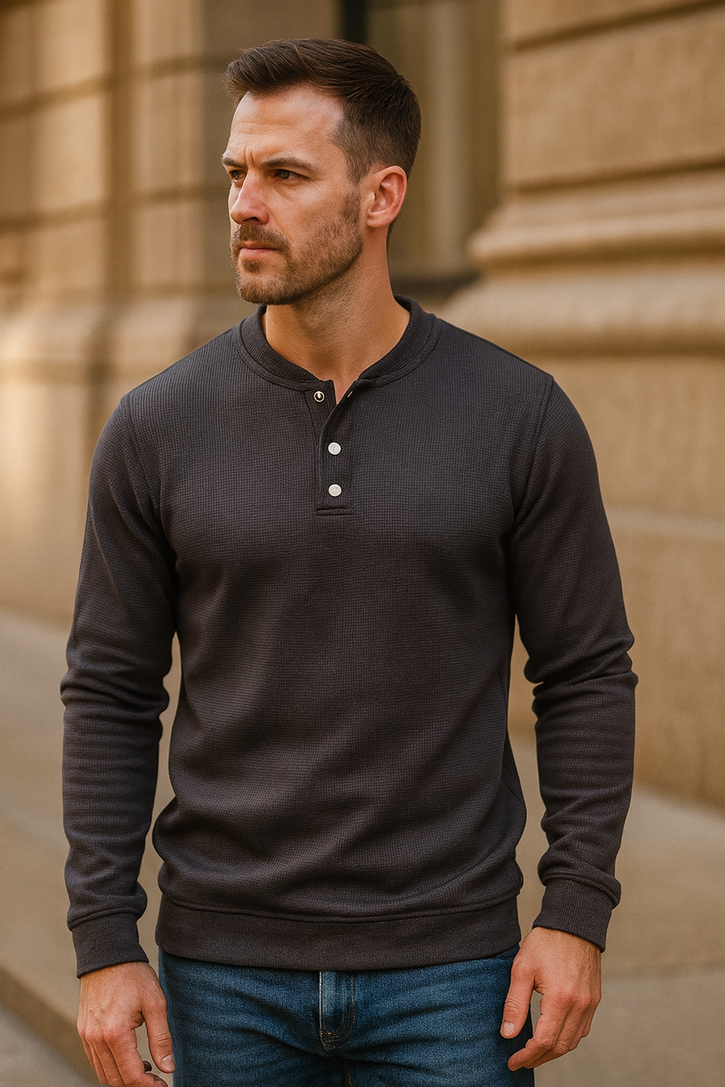 Sweat homme col rond, intérieur polaire ultra-confort