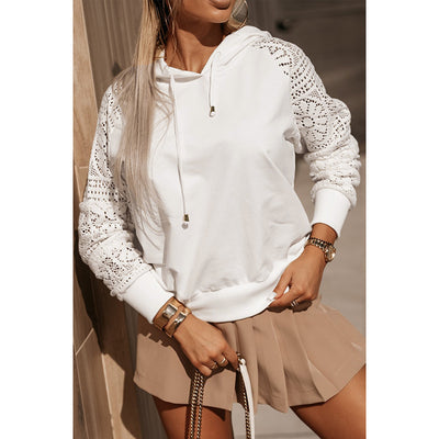 Sweat-shirt à coutures en dentelle de style décontracté, vêtements pour femmes