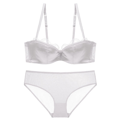 Sous-vêtements fins en dentelle sexy, demi-tasse en Satin profond, haut tubulaire sans couture
