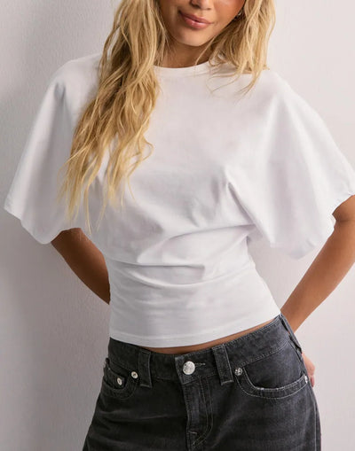 T-shirt d'été pour femme à manches chauve-souris – Col rond, style tendance