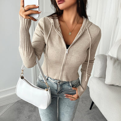 Pull en maille uni à manches longues – Style décontracté