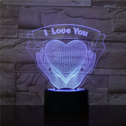 Mains d' amour en 3D lumineuse