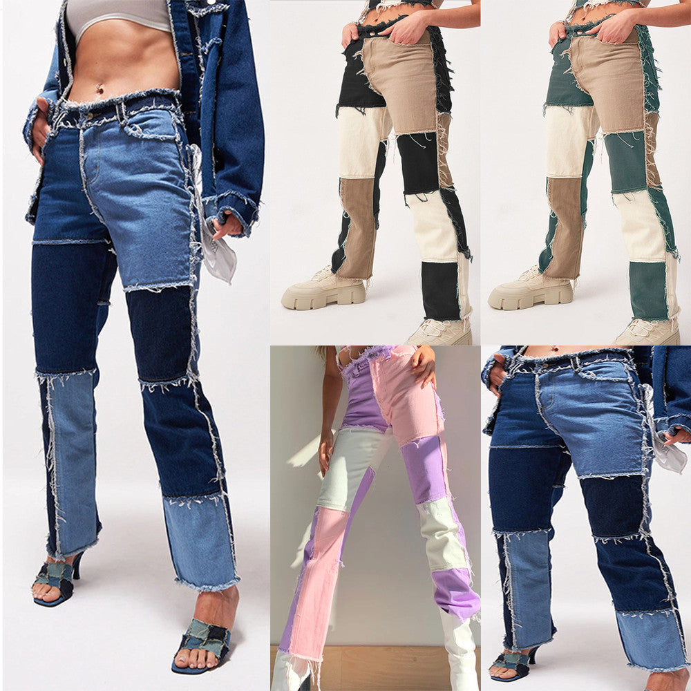 Jeans Couture Bord Brut jambe Droite New look