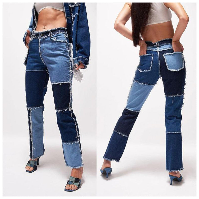 Jeans Couture Bord Brut jambe Droite New look