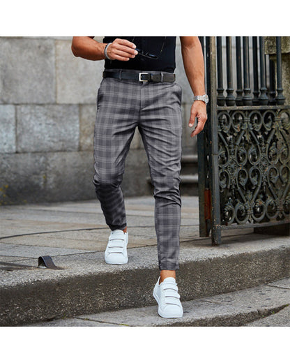 Pantalon homme décontracté à carreaux, coupe ample et légère