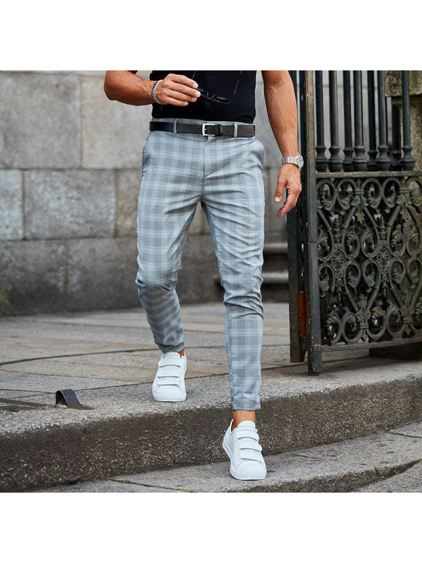 Pantalon homme décontracté à carreaux, coupe ample et légère