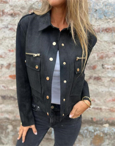 Veste à manches longues et revers en daim