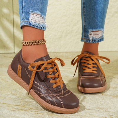 Baskets rétro à lacets pour femme, mode décontractée à semelle épaisse, bout rond et enfilage pratique