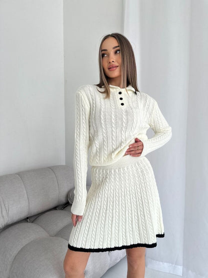 Robe pull tricotée à manches longues et boutons pour femmes