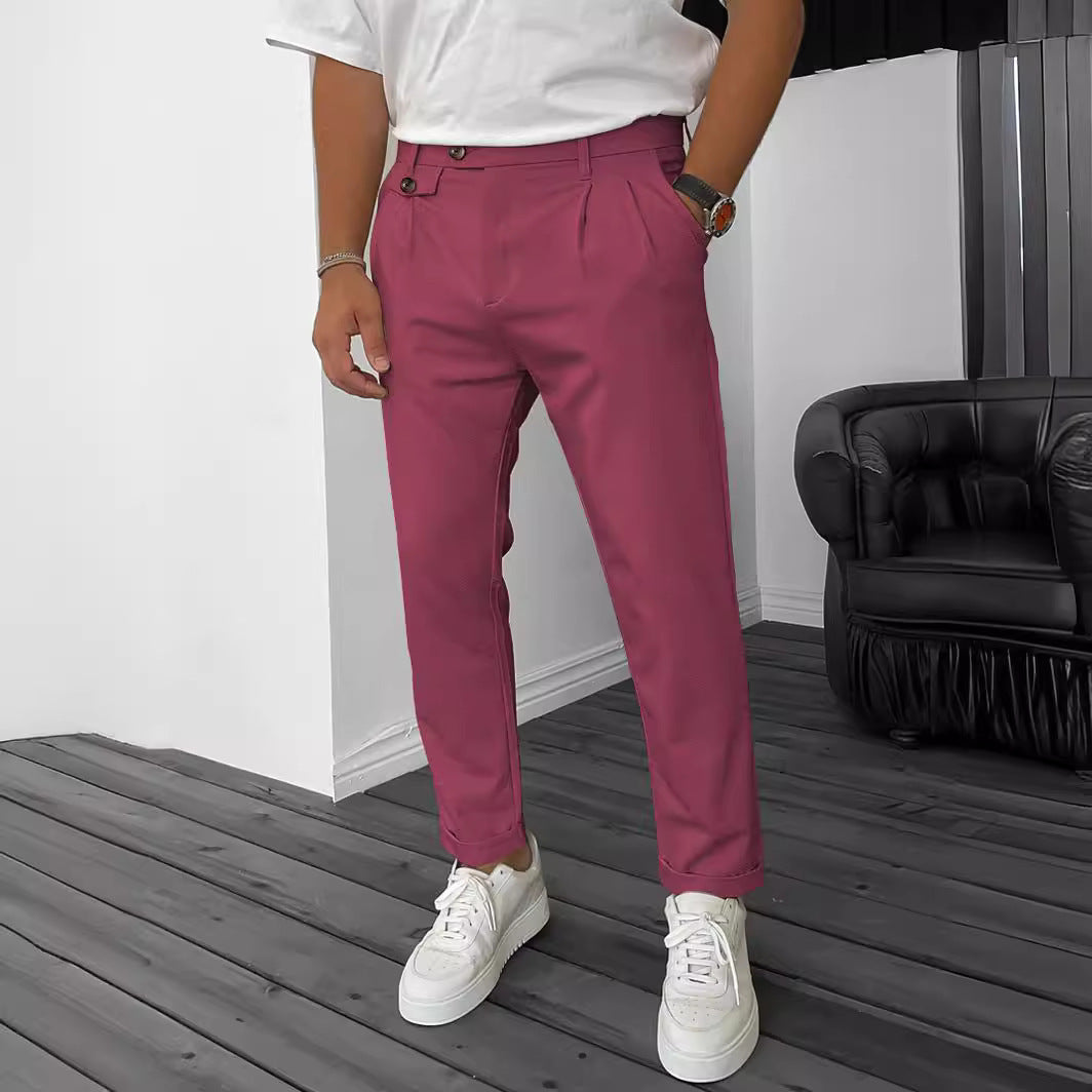 Pantalon d'affaires décontracté de couleur unie pour hommes