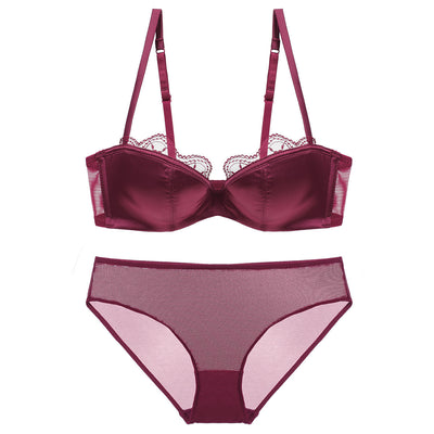 Sous-vêtements fins en dentelle sexy, demi-tasse en Satin profond, haut tubulaire sans couture