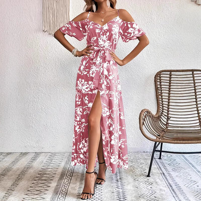 Robe Longue à Épaules Dénudées – Style Bohème Été