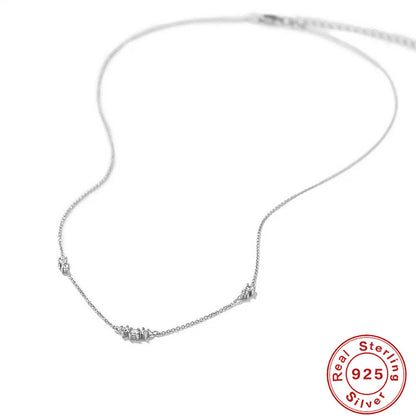 Collier en argent sterling, triple diamant.