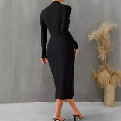 Robe sexy slim fit tricoté à manches longues,