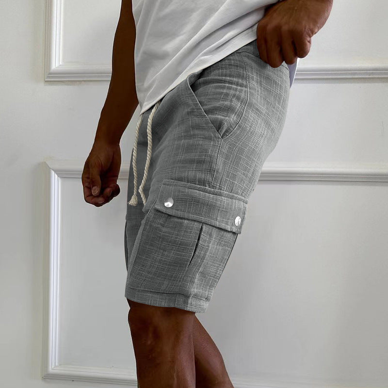 Short multi-poches pour hommes, en coton, ample à jambes droites