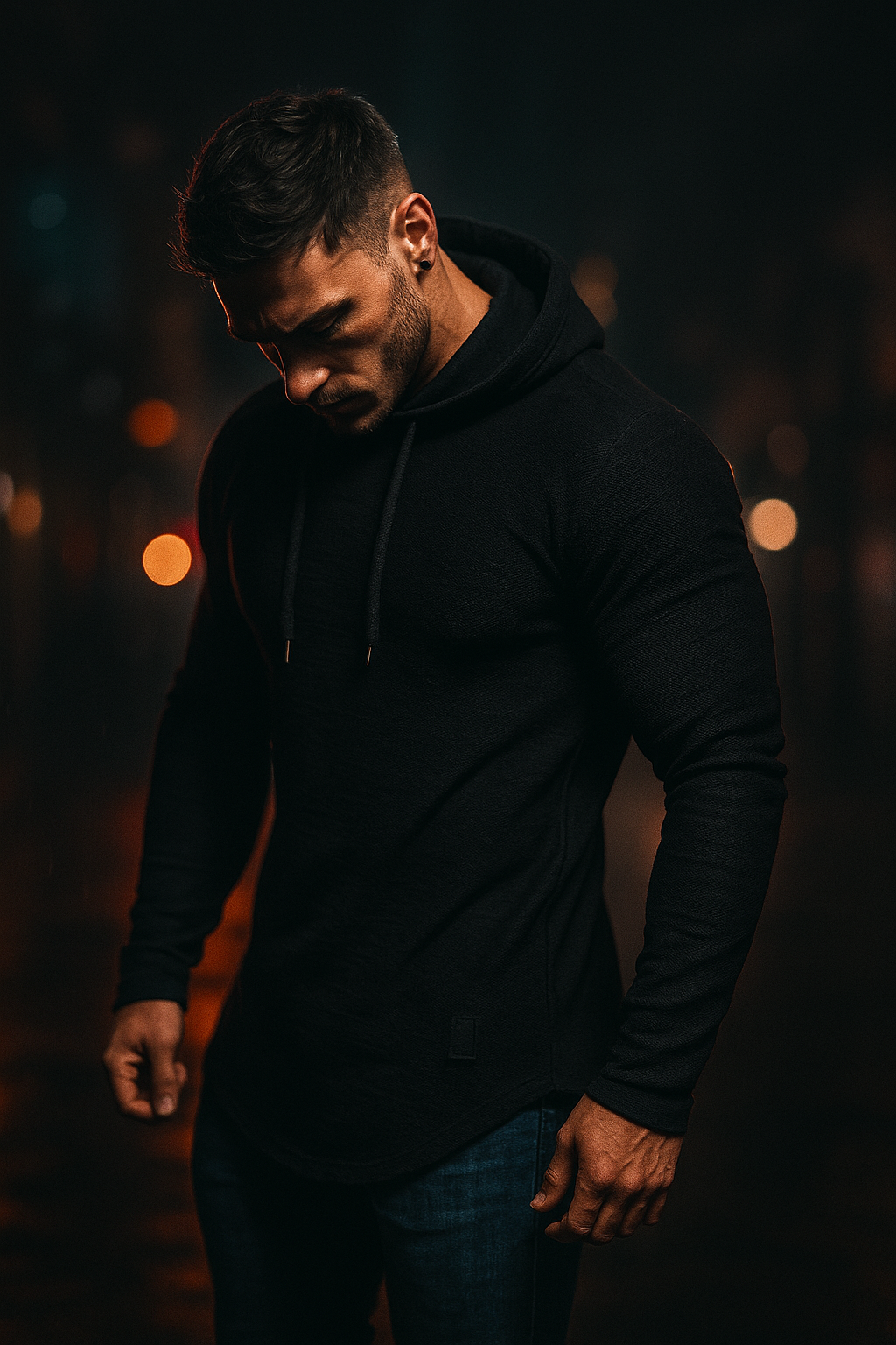 Sweat à capuche homme décontracté à manches longues – Coupe ajustée, idéal pour le sport ou le quotidien