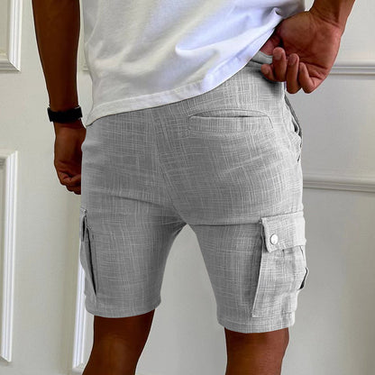 Short multi-poches pour hommes, en coton, ample à jambes droites