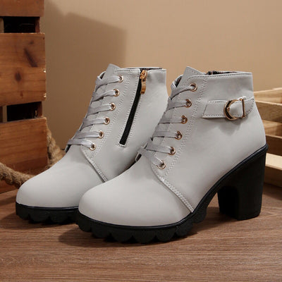 Bottines cheville femme à talon large, liens croisés