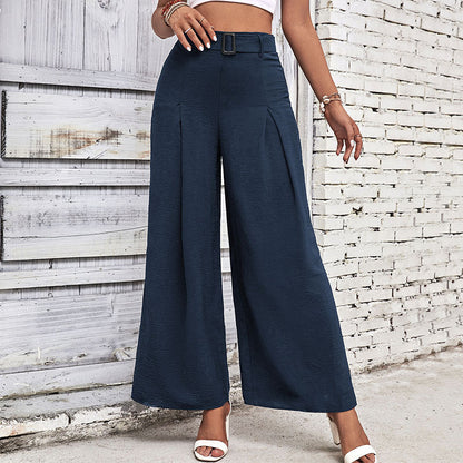 Pantalon décontracté taille haute à jambes larges