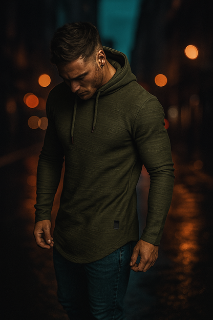 Sweat à capuche homme décontracté à manches longues – Coupe ajustée, idéal pour le sport ou le quotidien