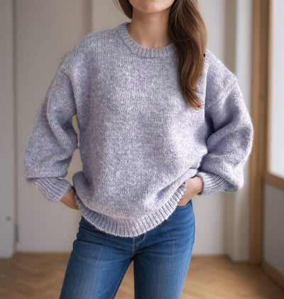 Pull femme ample à encolure ronde pour l’automne et l’hiver