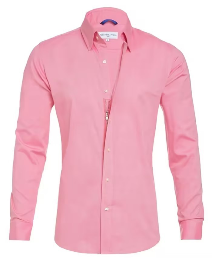 Chemise à fermeture éclair à manches longues avec boutons, hauts à revers de mode pour hommes